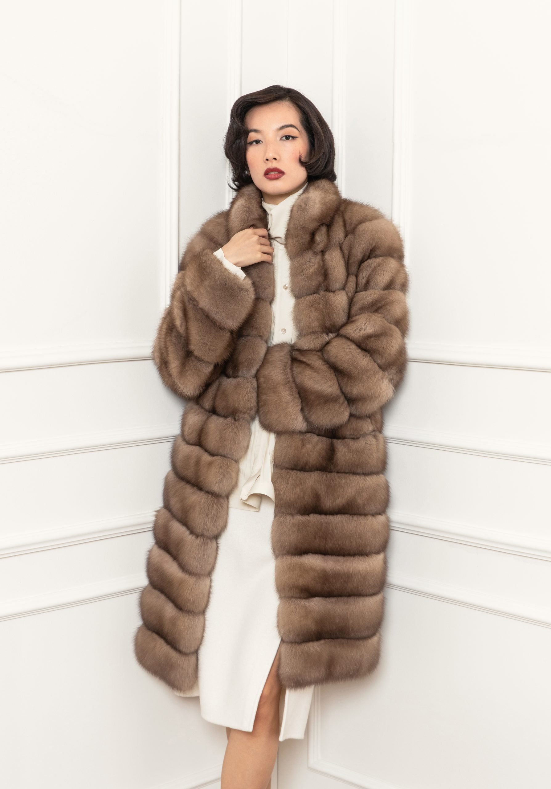 Sable coat with detachable hem