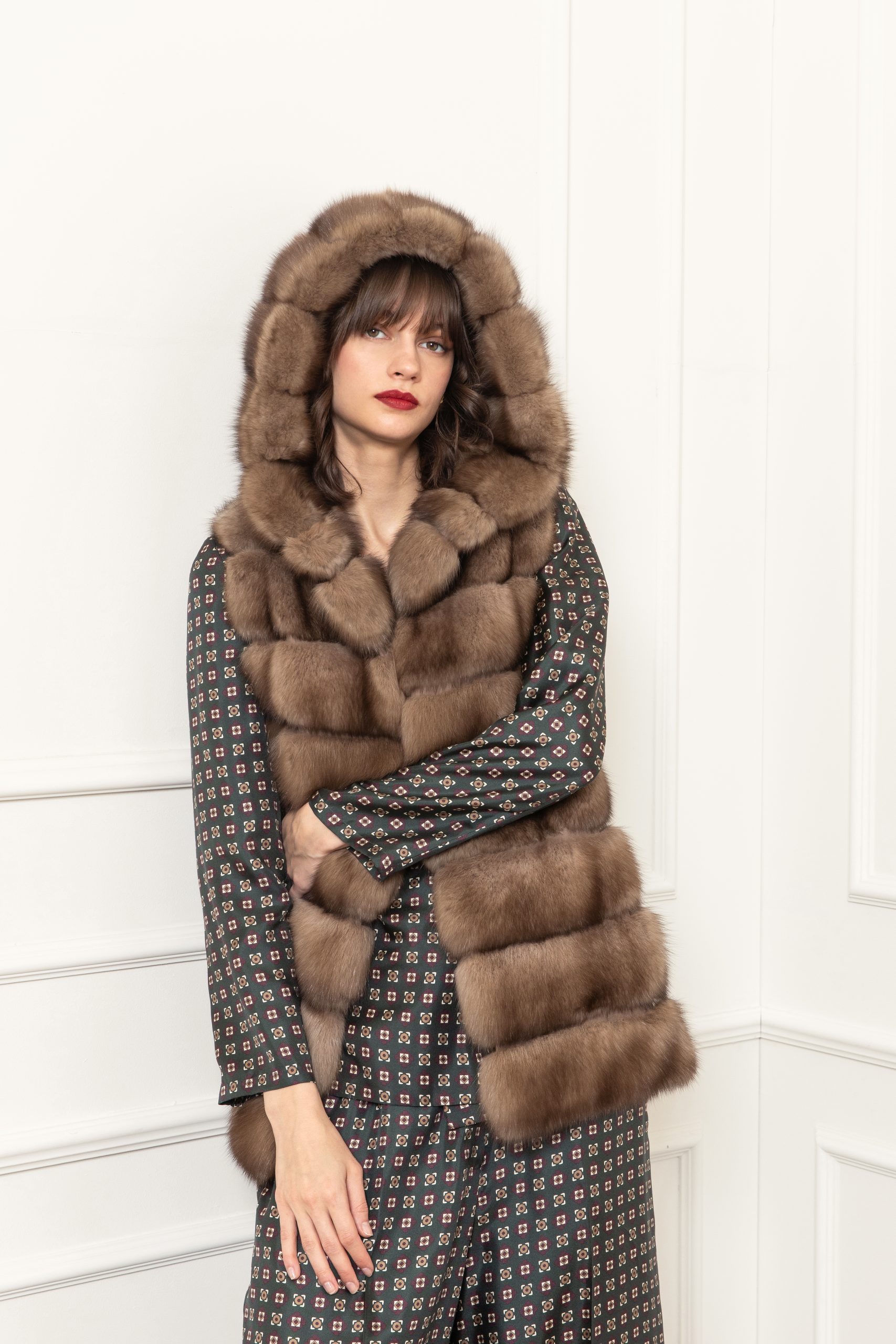 Sable hooded vest