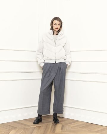 White mink bomber jacket