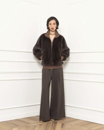 Brown mink bomber jacket