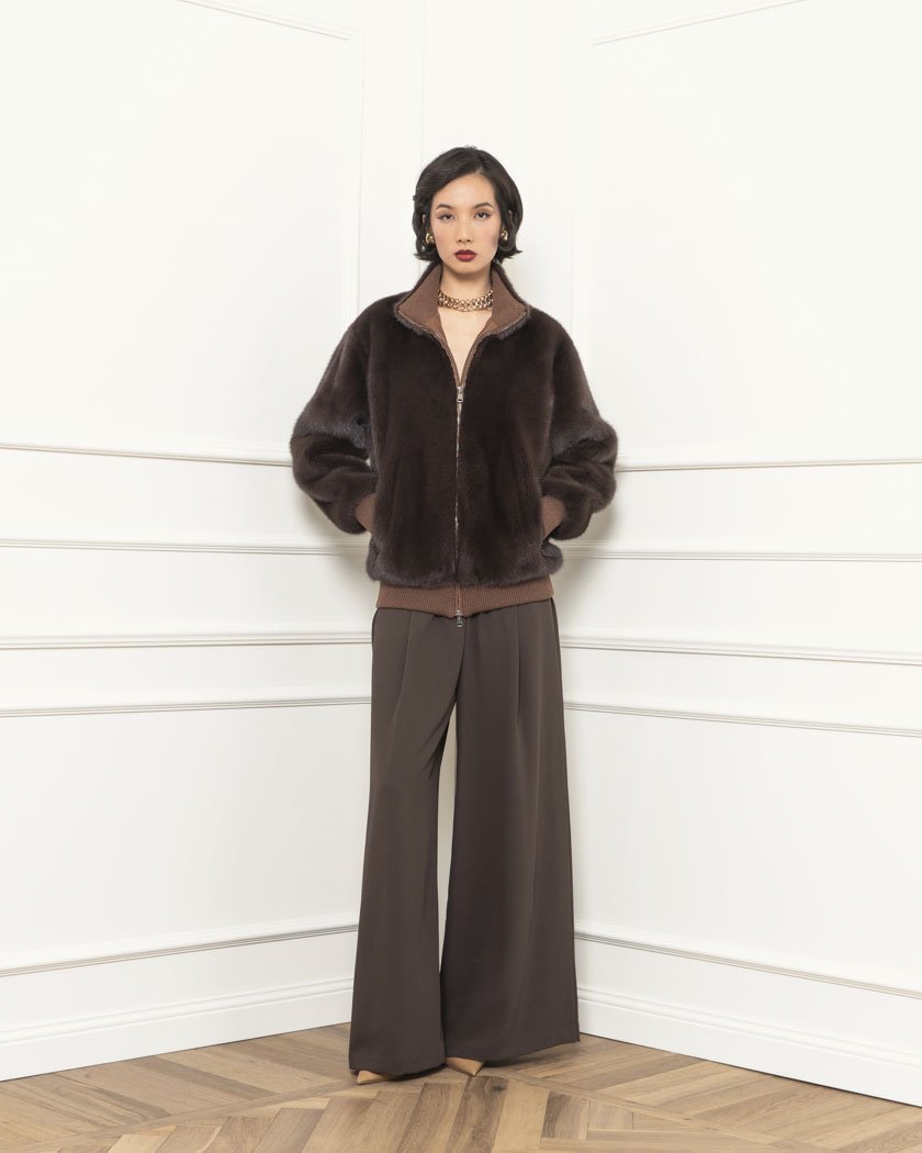 Brown mink bomber jacket
