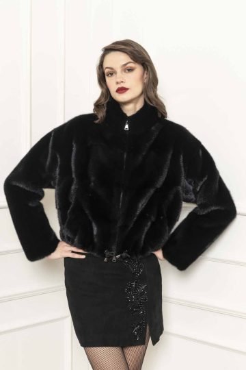 Short black mink jacket