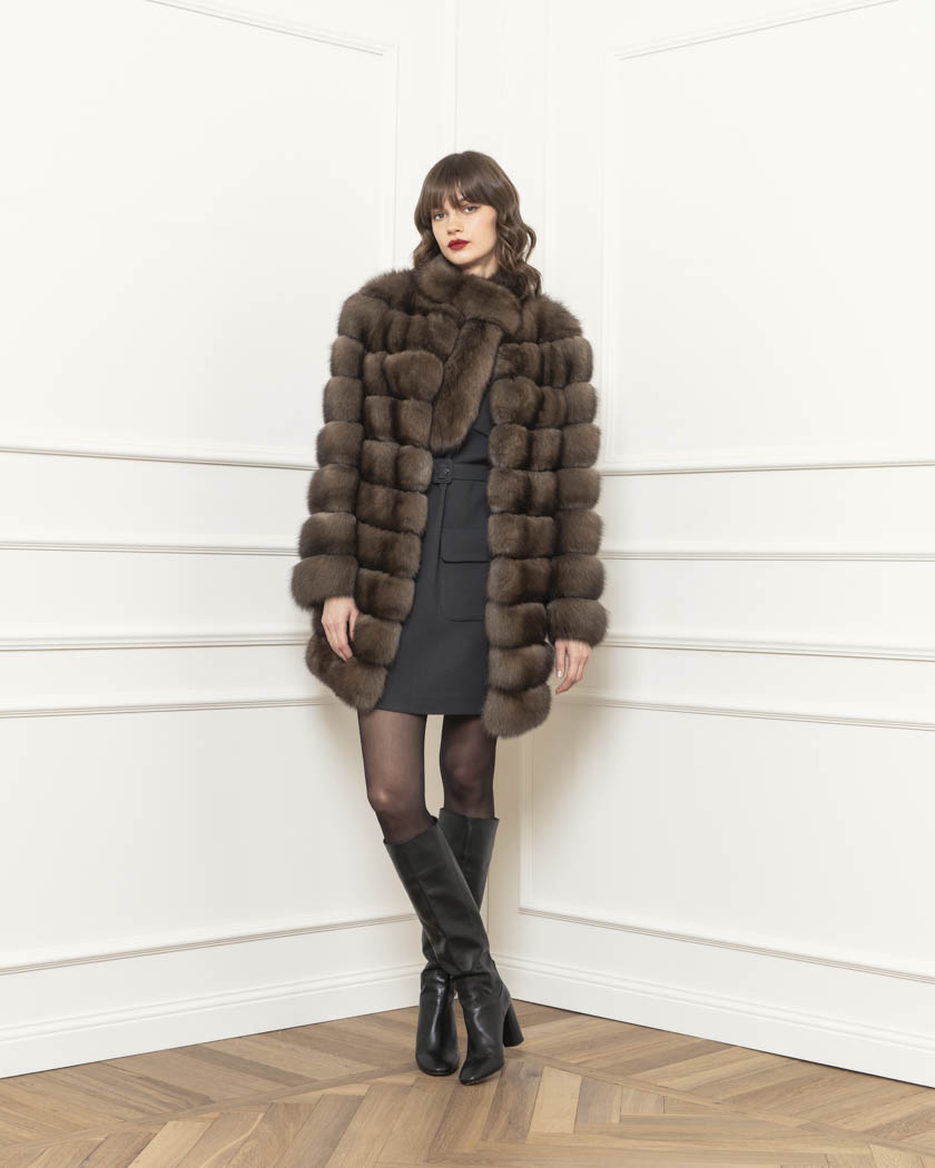 Sable coat with scarf collar