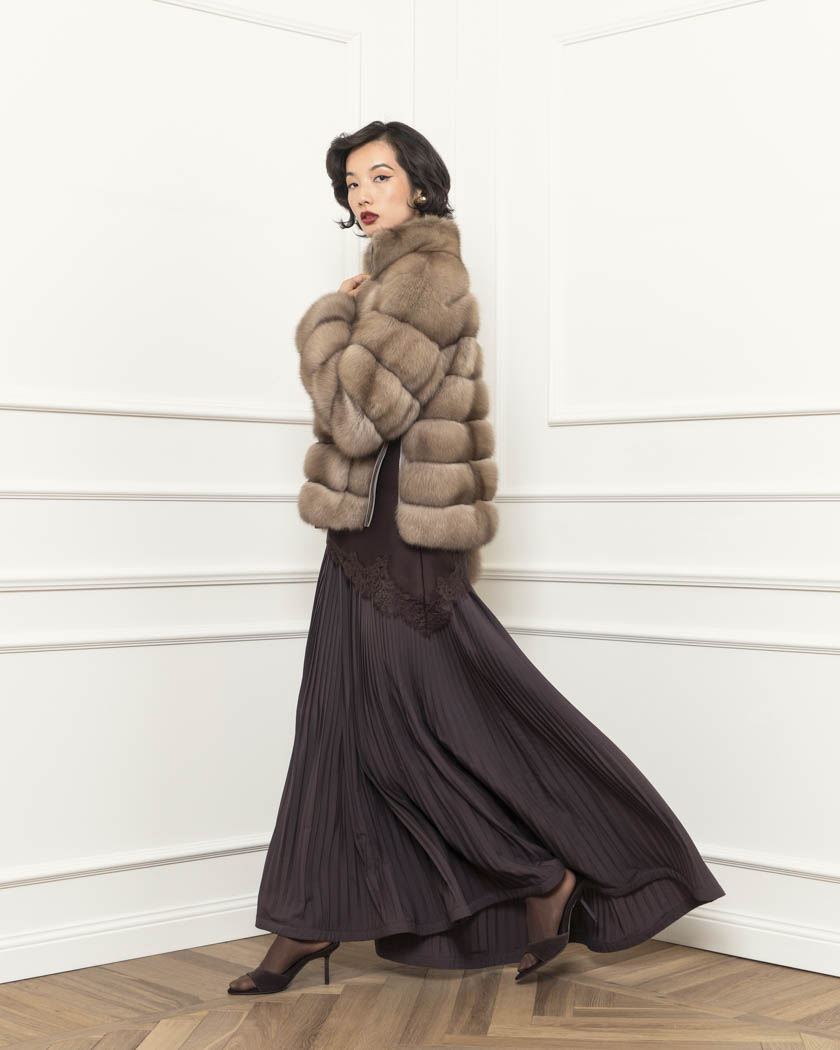 Sable jacket with side openings