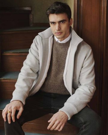 Bomber in cashmere e visone bianco