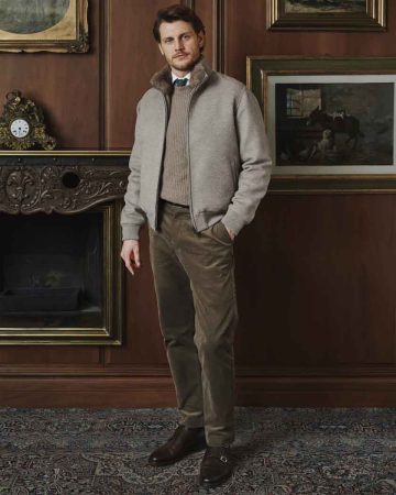 Bomber in misto cashmere con visone e zibellino